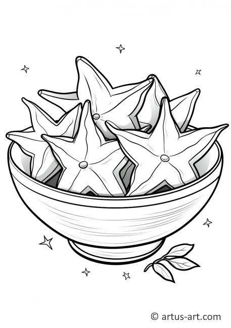 Star Fruit in a Bowl Coloring Page